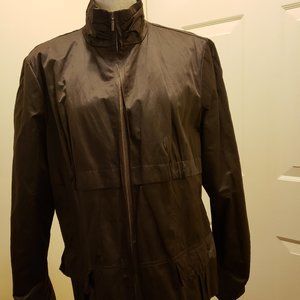 Chico's brown cotton blend zip front lines jacket